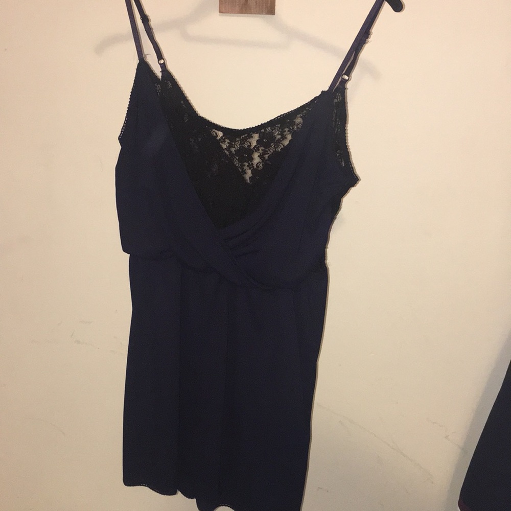 Navy blue & black lace romper size SMALL